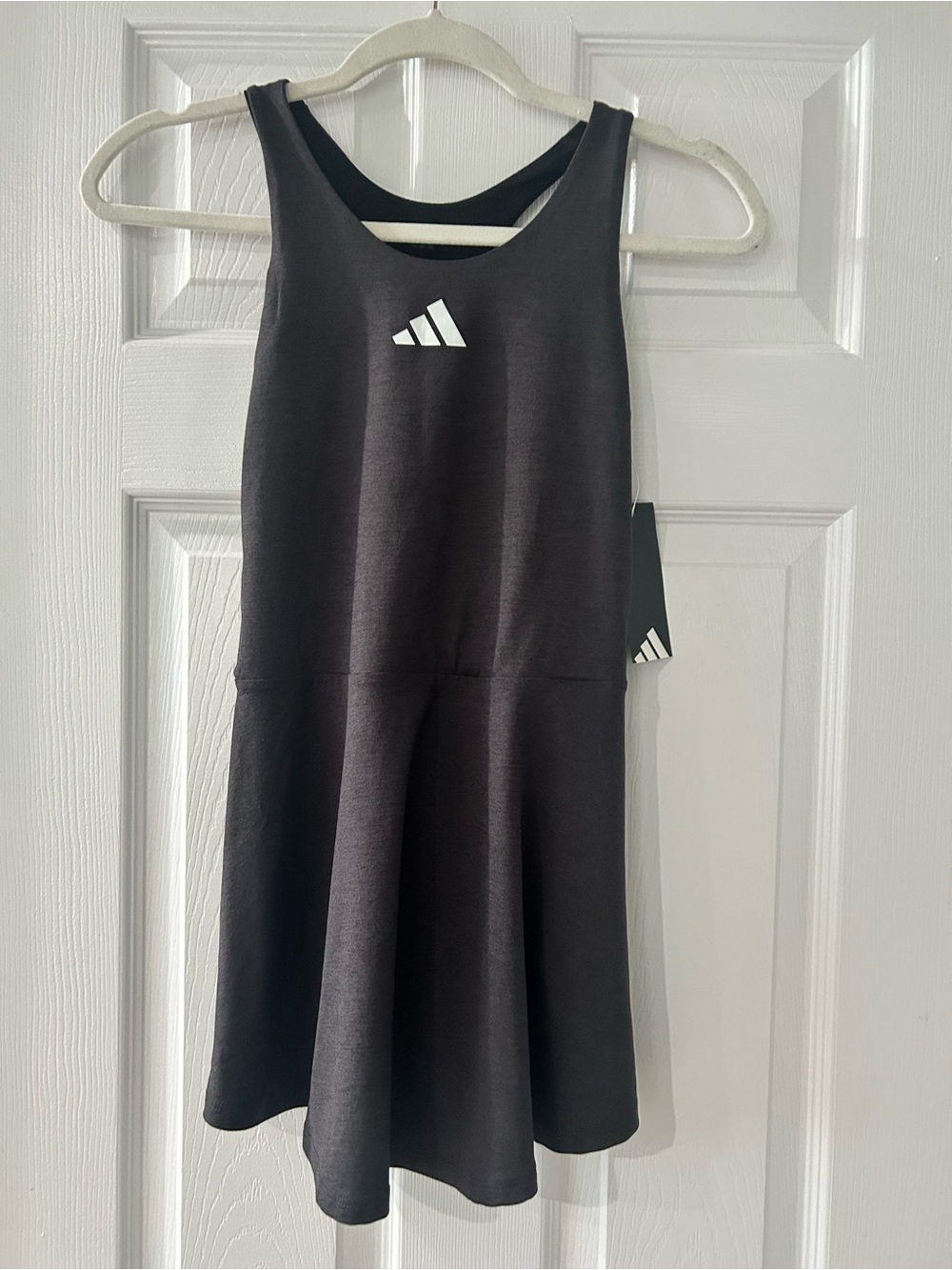 adidas Black Girls' Sleeveless Flared Tank Dress with White Logo